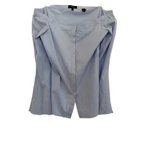 Theory Off The Shoulder Button Down Blouse Womens Medium Blue Whimsy Coquette